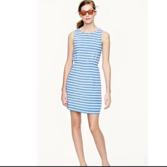 NWTs J Crew Classic Striped Nautical Preppy Silk Sleeveless Sheath Shift Dress - Picture 2 of 11